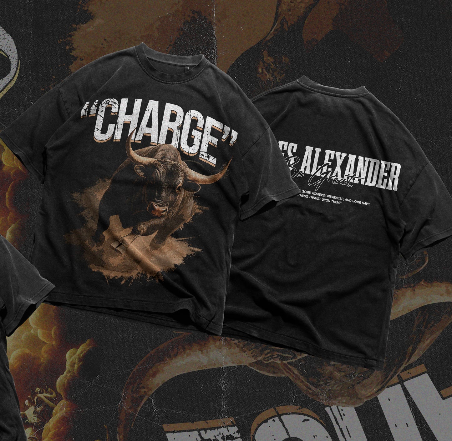 "CHARGE" Bull Graphic T-shirt