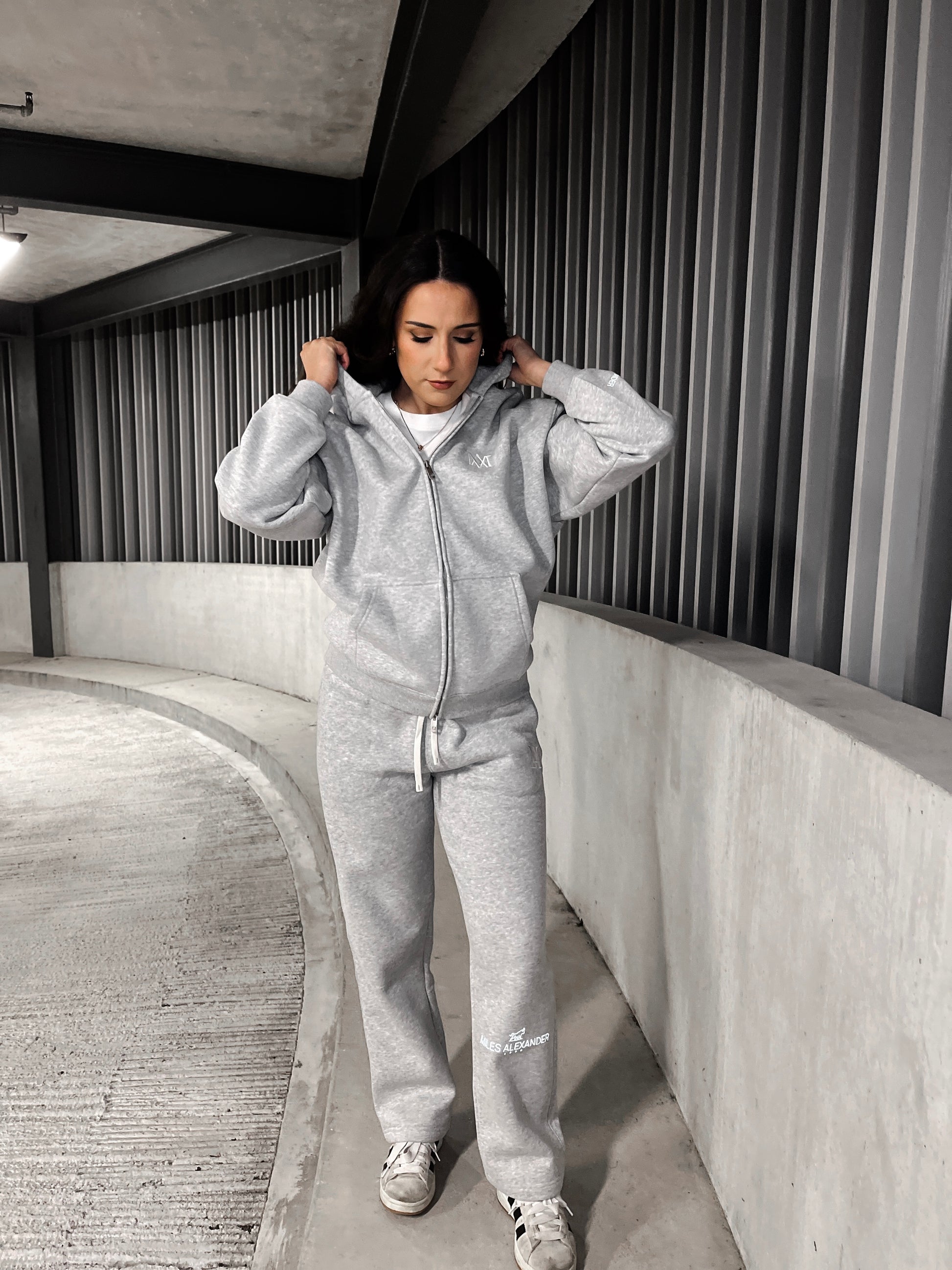 grey zip hoodie sweatpants