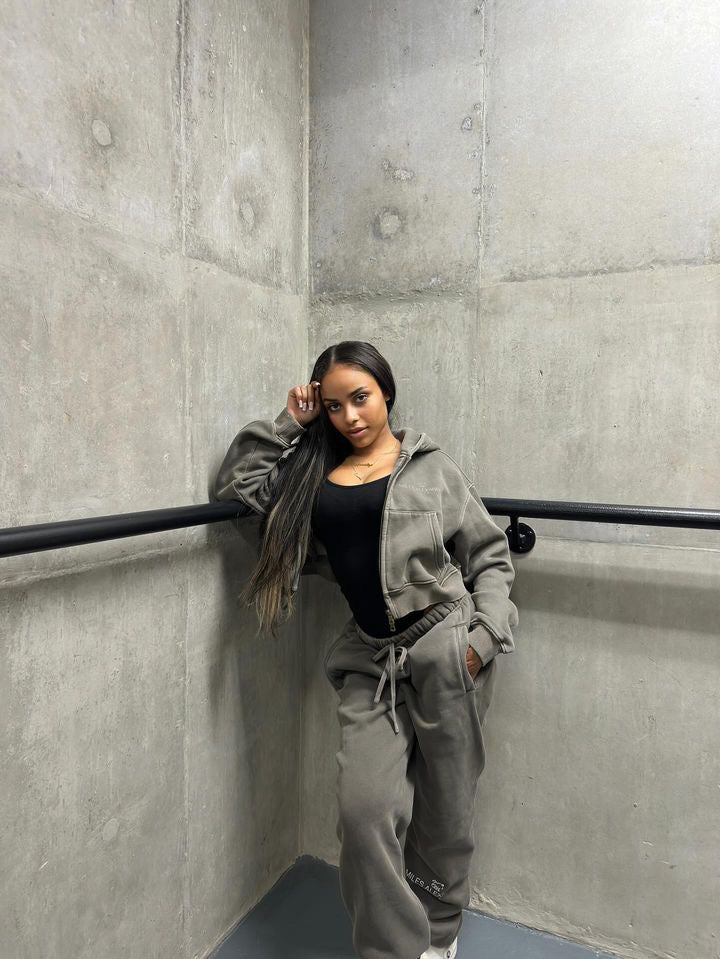 Washed Khaki - Cropped Hoodie