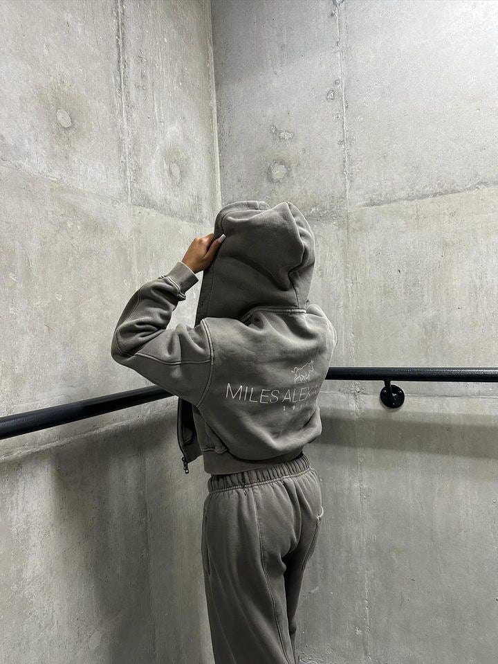 Washed Khaki - Cropped Hoodie